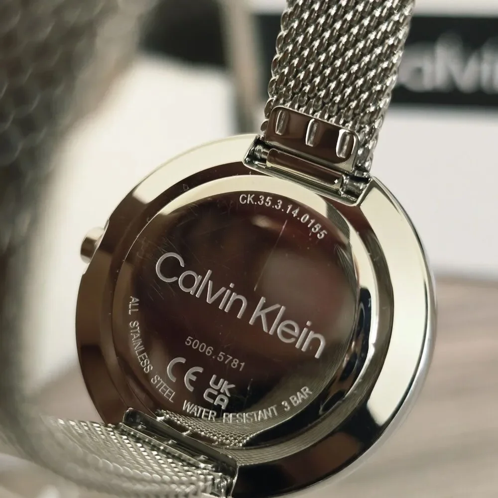 Calvin Klein Iconic Women's Quartz Mesh Bracelet Watch Stainless Steel Silver